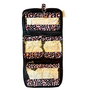 Neiman Marcus Hanging Valet Travel Toiletry Cosmetic Bag Pink Cheetah Print